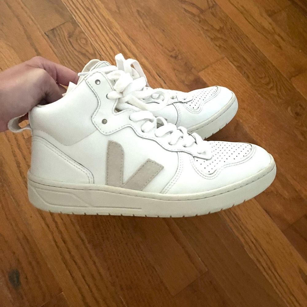 Veja Cream and White High-Top Sneakers